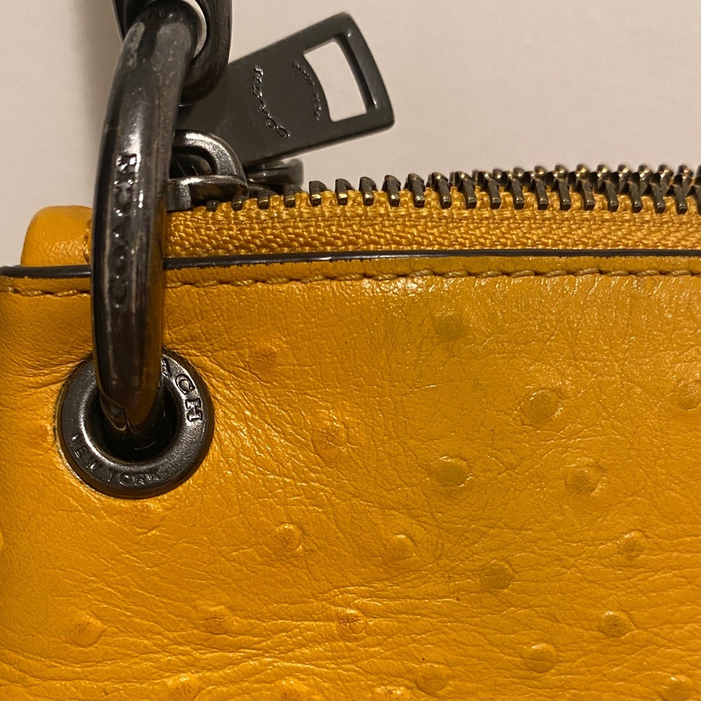 Authentic Coach Small “Ostrich” Crossbody Bag Mustard Quiet Luxury Designer - Picture 7 of 14